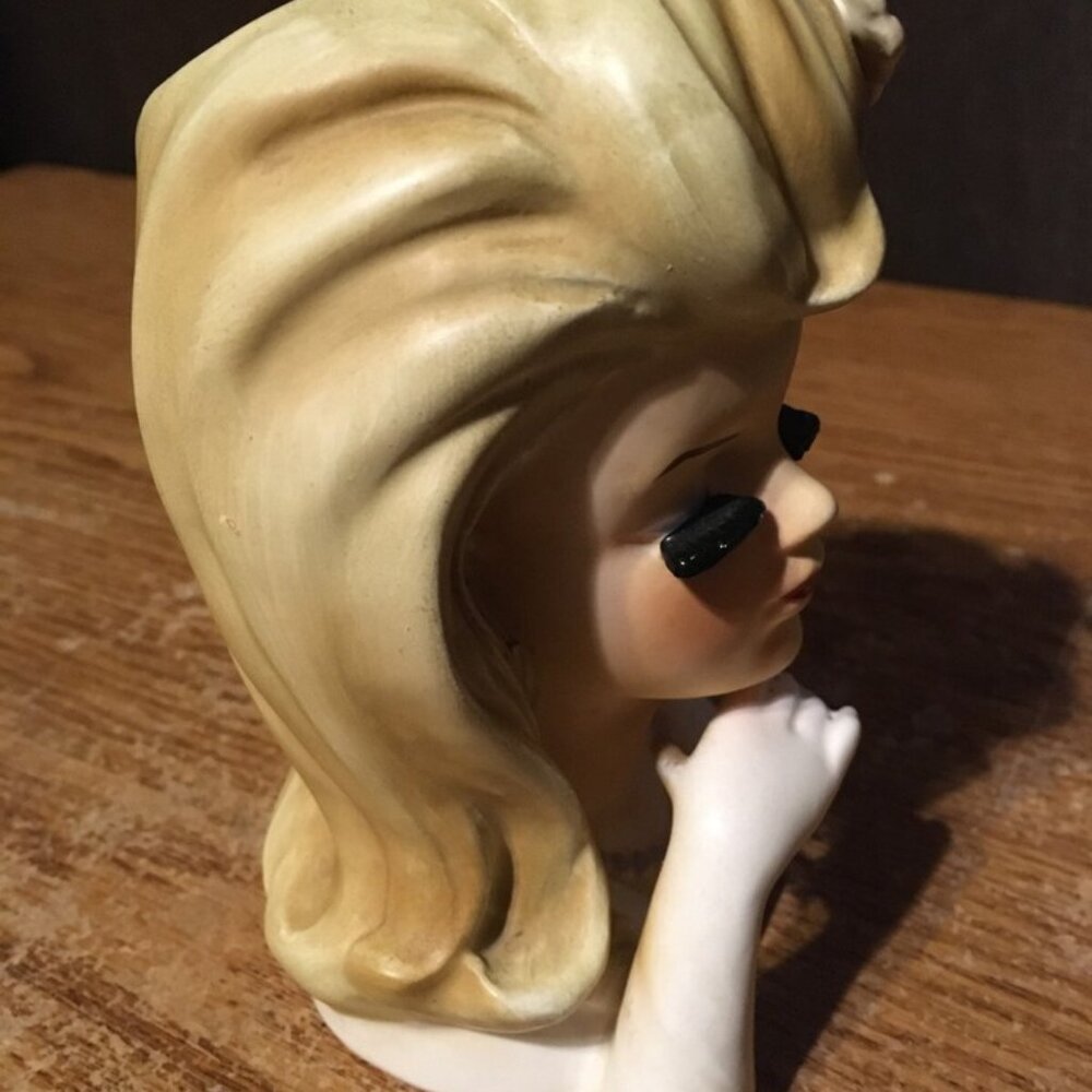 LEFTON LADY HEAD PLANTER VASE #2536 - Picture 11 of 13